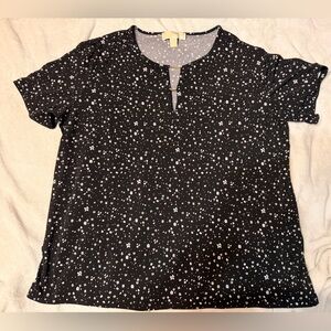 Michael Kors Black Floral Keyhole Neck Top